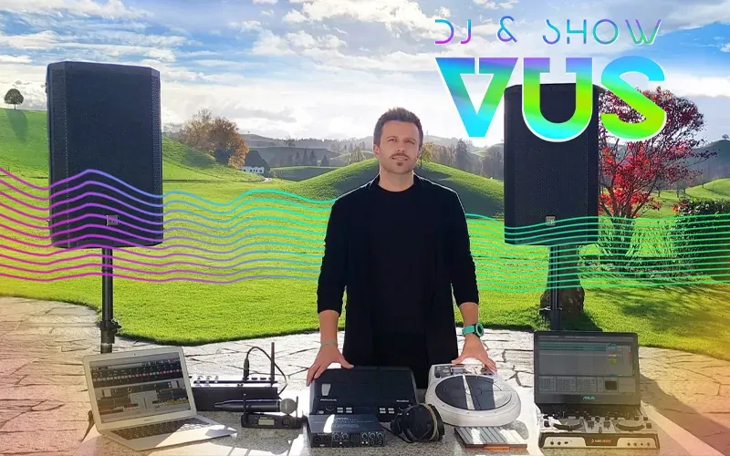 DJ VUS, заказать топ диджея на праздничное мероприятие, оригинальный диджей-музыкант на ивент, лучший диджей мультиинструменталист для корпоративной вечеринки