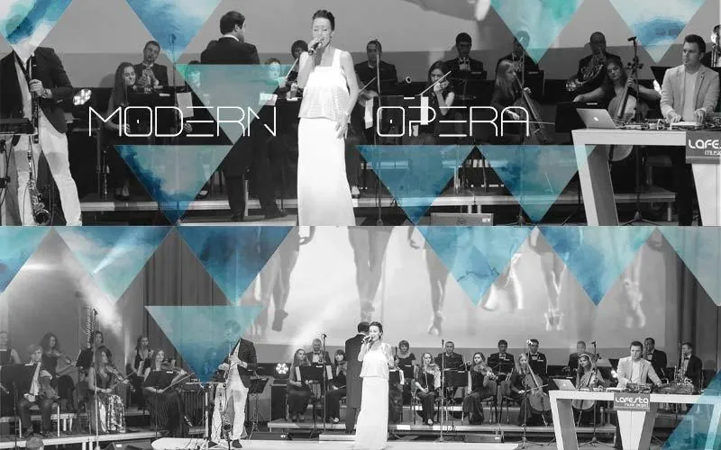 Contemporary opera and classical crossover. Book an opera show (pop opera and modern opera). Crossover artists (Lafesta, Olga Rossi and orchestra): jazz-lounge opera, electro opera