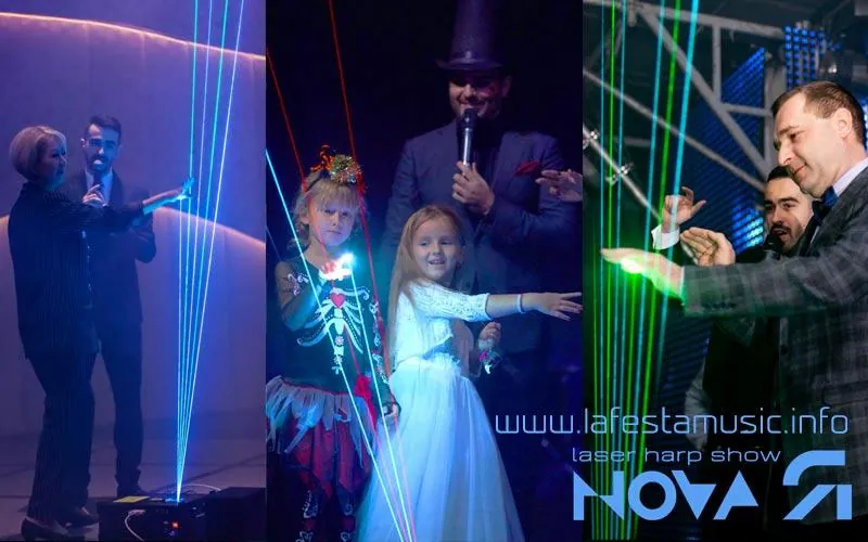 Original laser harp show. Booking of original laser artist for event and wedding. Laser harp show Munich, Monaco, Nice, Paris, Venice, Zurich. Laser singer girl